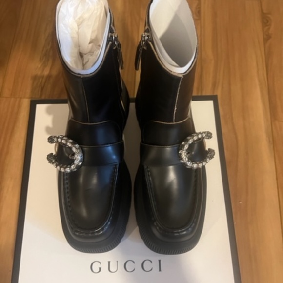 Gucci Dionysus black crystal embellished boots EU size 37.5 US 7.5 - Picture 2 of 9
